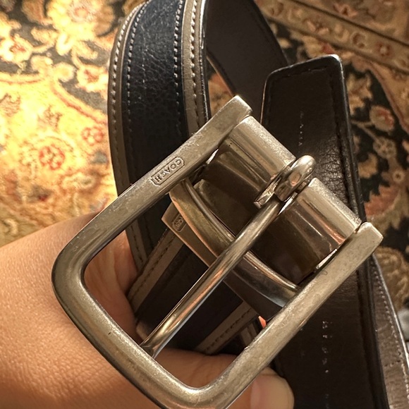 Coach Men's Blue and Gray Leather Belt - Picture 9 of 10